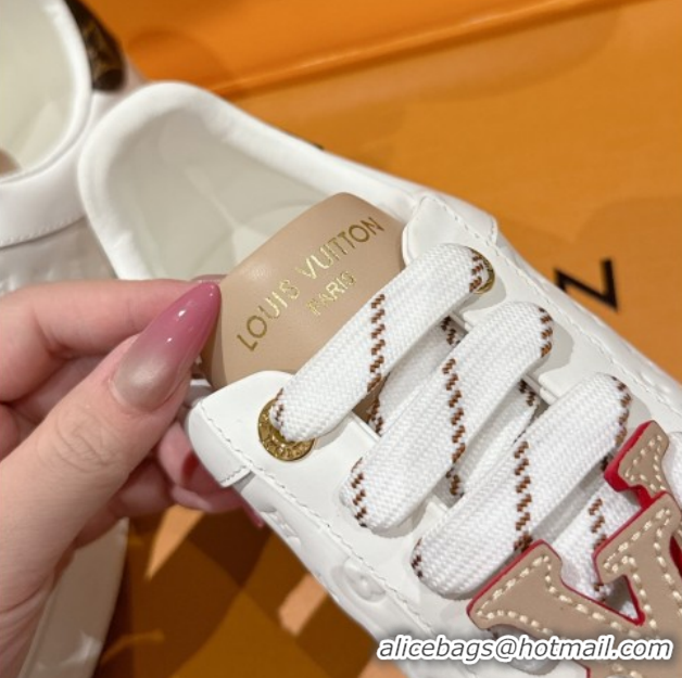 Best Product Louis Vuitton Time Out Sneakers in Leather with Tag White/Beige 1022102