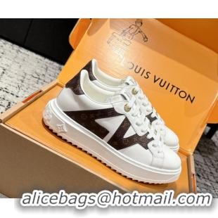 Popular Style Louis Vuitton Time Out Sneakers in Leather with Side LV White 1AIEFC 1022106