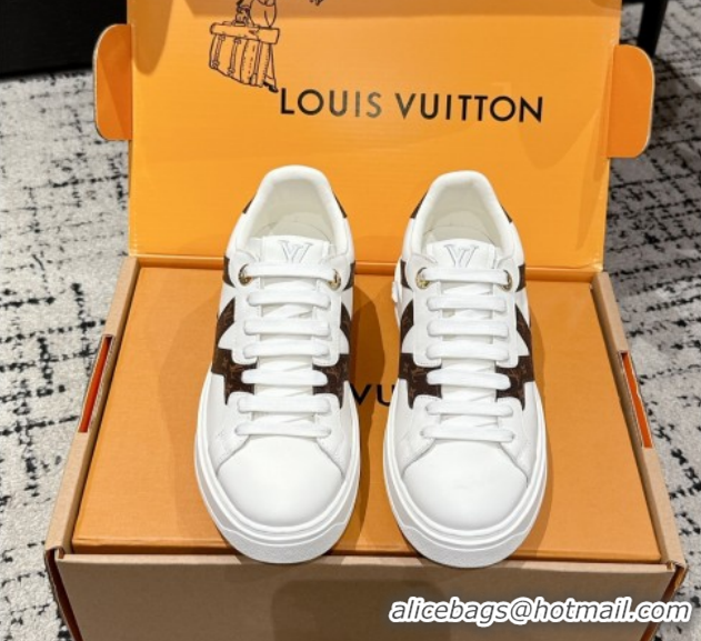 Popular Style Louis Vuitton Time Out Sneakers in Leather with Side LV White 1AIEFC 1022106