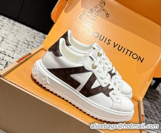 Popular Style Louis Vuitton Time Out Sneakers in Leather with Side LV White 1AIEFC 1022106