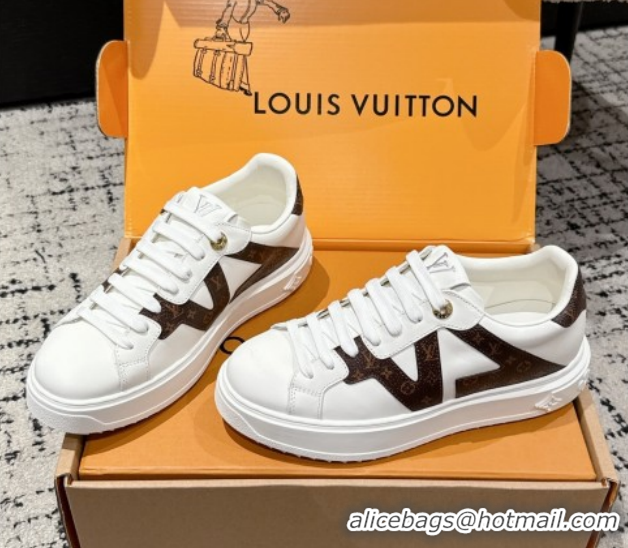 Popular Style Louis Vuitton Time Out Sneakers in Leather with Side LV White 1AIEFC 1022106