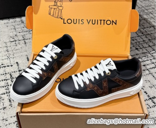 Hot Style Louis Vuitton Time Out Sneakers in Leather with Side LV Black 2025 1AIEFC 1022107