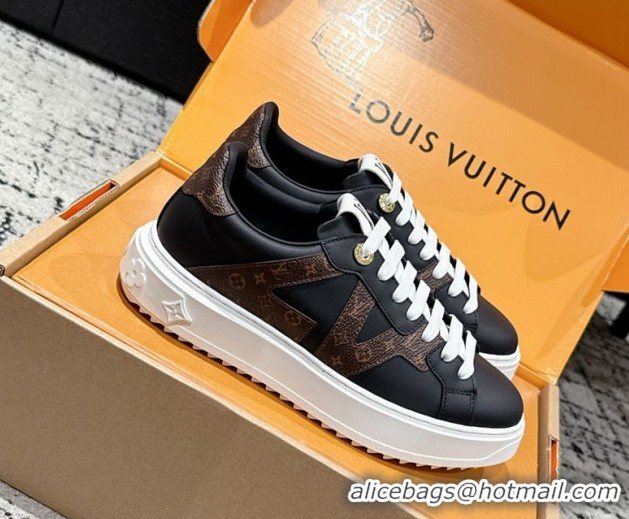 Hot Style Louis Vuitton Time Out Sneakers in Leather with Side LV Black 2025 1AIEFC 1022107
