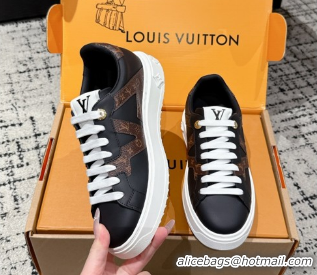 Hot Style Louis Vuitton Time Out Sneakers in Leather with Side LV Black 2025 1AIEFC 1022107