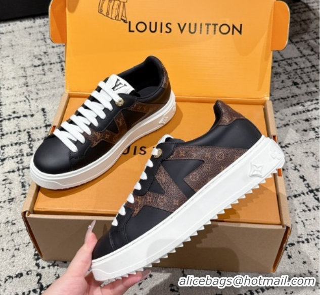 Hot Style Louis Vuitton Time Out Sneakers in Leather with Side LV Black 2025 1AIEFC 1022107