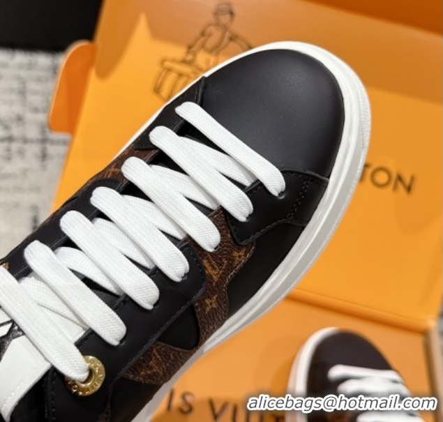 Hot Style Louis Vuitton Time Out Sneakers in Leather with Side LV Black 2025 1AIEFC 1022107