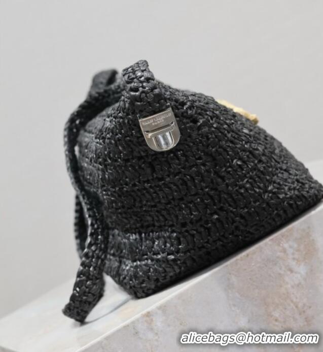 Famous Brand Saint Laurent Le Rafia Crossbody Bag 667490 Black 2025