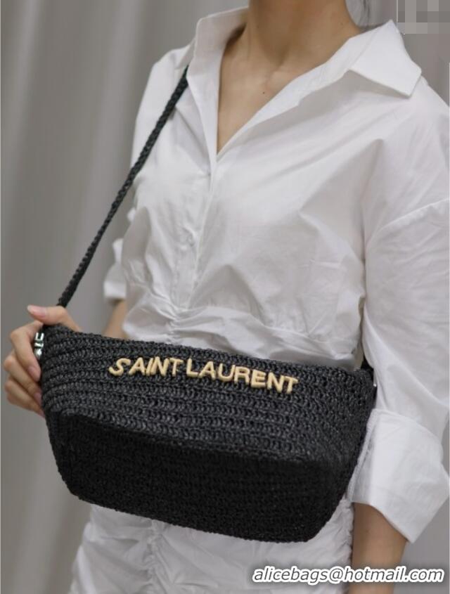 Famous Brand Saint Laurent Le Rafia Crossbody Bag 667490 Black 2025
