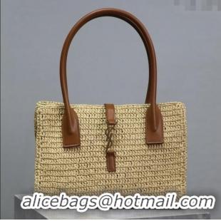 Famous Brand Saint Laurent Tote Bag in Raffia Leather 262149 Beige 2025