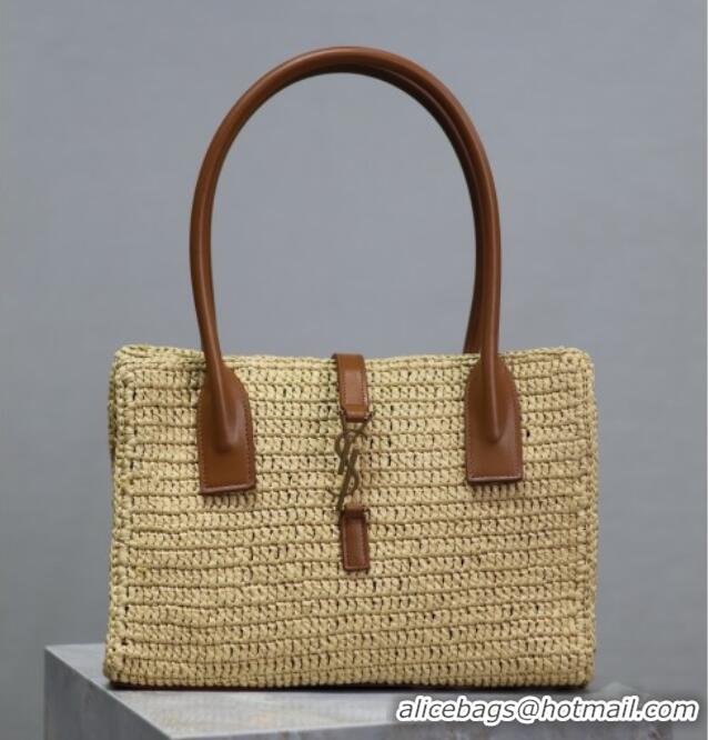 Famous Brand Saint Laurent Tote Bag in Raffia Leather 262149 Beige 2025