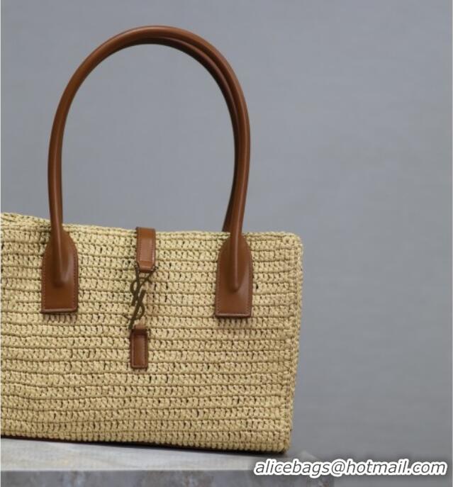 Famous Brand Saint Laurent Tote Bag in Raffia Leather 262149 Beige 2025
