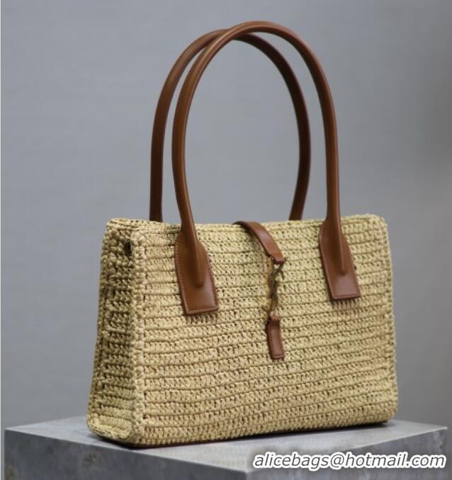 Famous Brand Saint Laurent Tote Bag in Raffia Leather 262149 Beige 2025