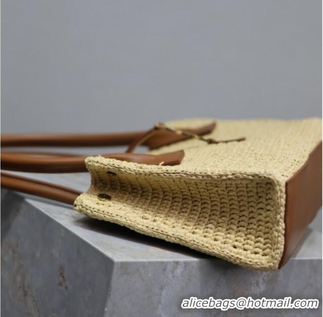 Famous Brand Saint Laurent Tote Bag in Raffia Leather 262149 Beige 2025