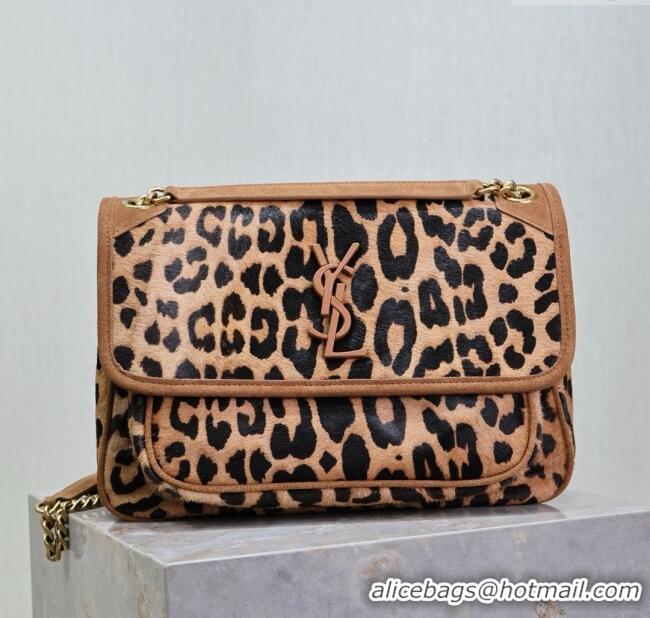 Famous Brand Saint Laurent Niki Medium Bag in Pony Hair Leather 633158 Leopard 2025