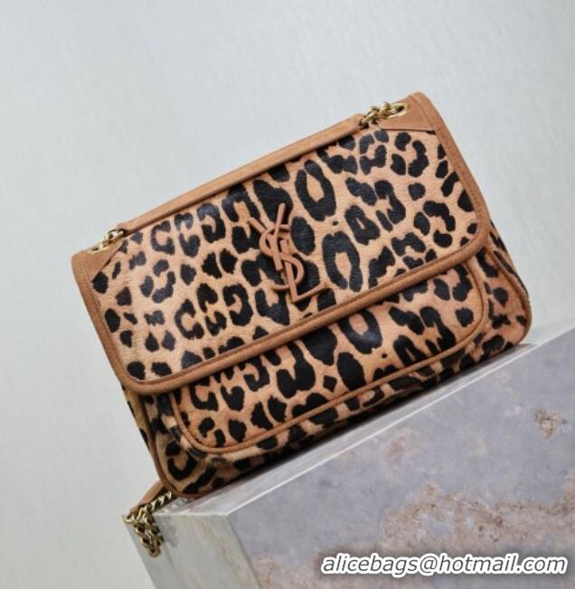 Famous Brand Saint Laurent Niki Medium Bag in Pony Hair Leather 633158 Leopard 2025