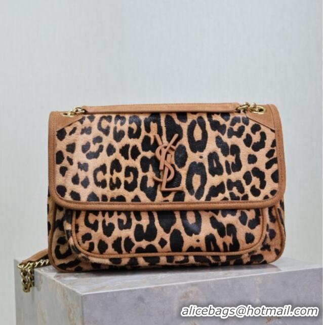 Famous Brand Saint Laurent Niki Medium Bag in Pony Hair Leather 633158 Leopard 2025