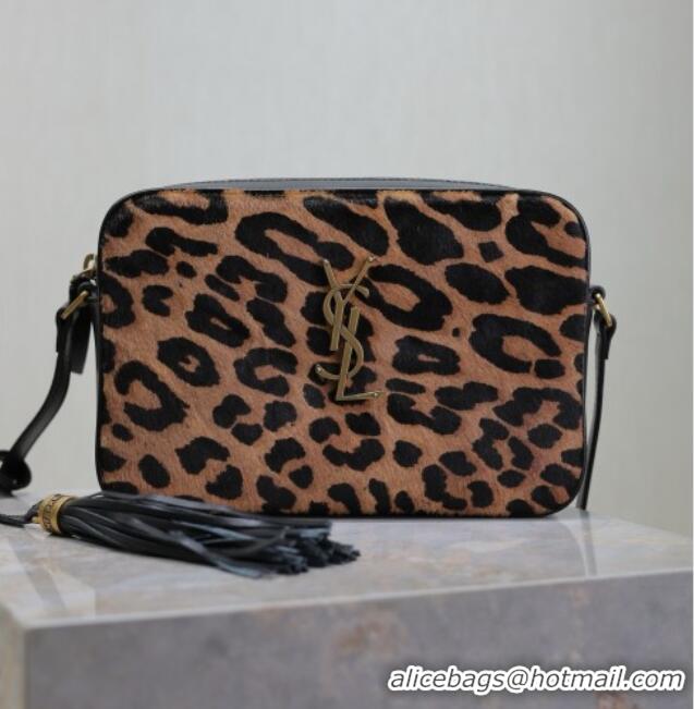 Top Grade Saint Laurent Lou Camera Shoulder Bag in Pony Hair Leather 520534 Leopard 2025