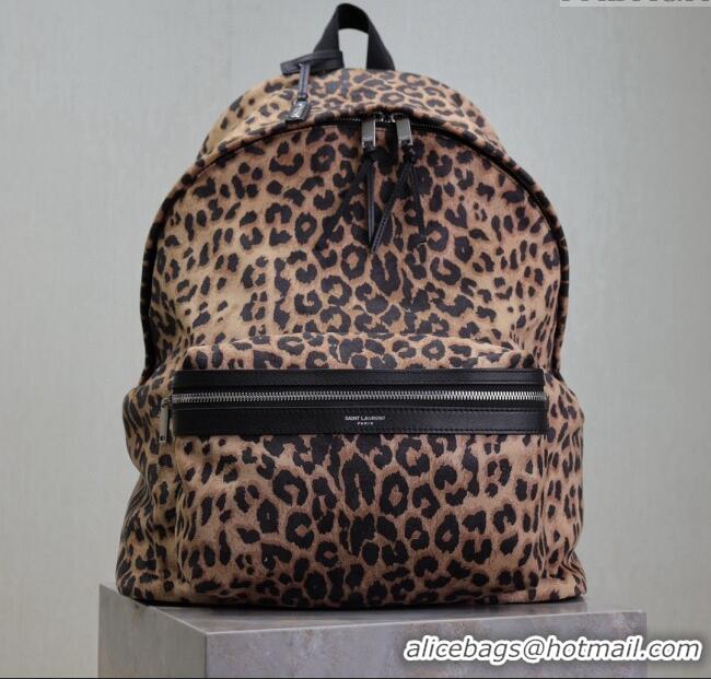 Low Cost Saint Laurent City Backpack in Leopard Fabric 326865 2025