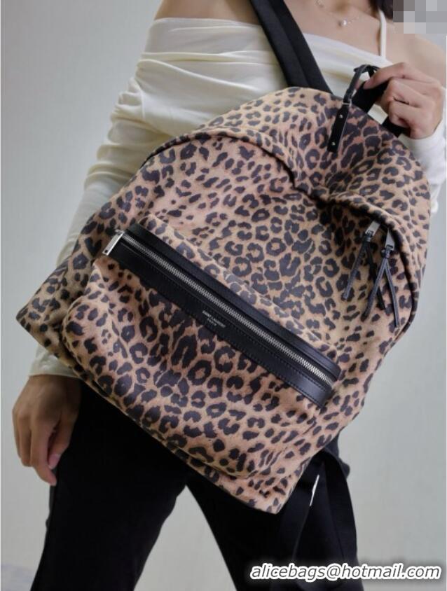 Low Cost Saint Laurent City Backpack in Leopard Fabric 326865 2025