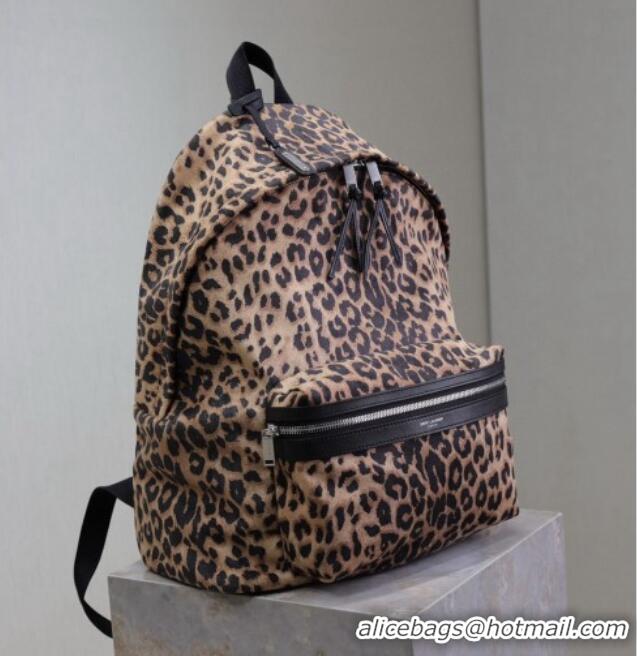Low Cost Saint Laurent City Backpack in Leopard Fabric 326865 2025
