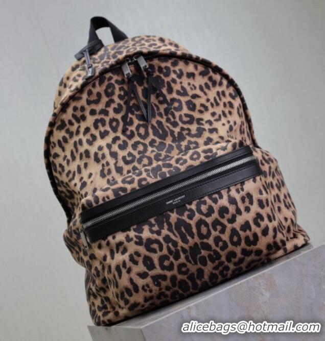 Low Cost Saint Laurent City Backpack in Leopard Fabric 326865 2025