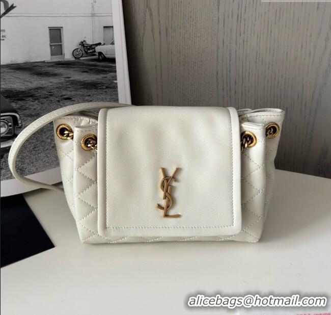 Pretty Style Saint Laurent Monogram Mini Nolita in Lambskin Leather 672738 White 2025 Top Quality