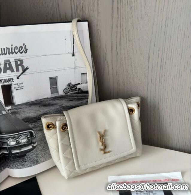 Pretty Style Saint Laurent Monogram Mini Nolita in Lambskin Leather 672738 White 2025 Top Quality