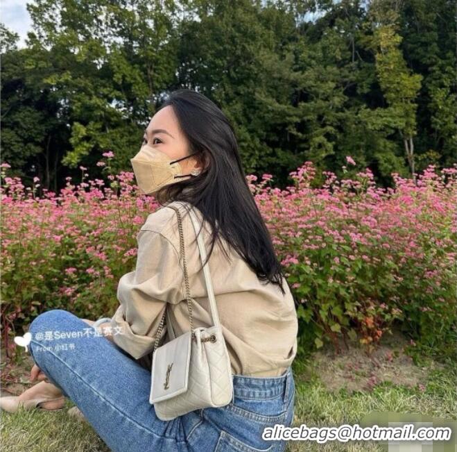 Pretty Style Saint Laurent Monogram Mini Nolita in Lambskin Leather 672738 White 2025 Top Quality