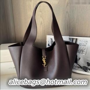 Discount Saint Laurent Bea Tote in Grained Deepskin 763435 Coffee 2025 Top Quality