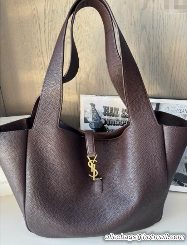 Discount Saint Laurent Bea Tote in Grained Deepskin 763435 Coffee 2025 Top Quality