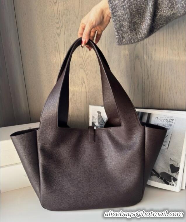Discount Saint Laurent Bea Tote in Grained Deepskin 763435 Coffee 2025 Top Quality