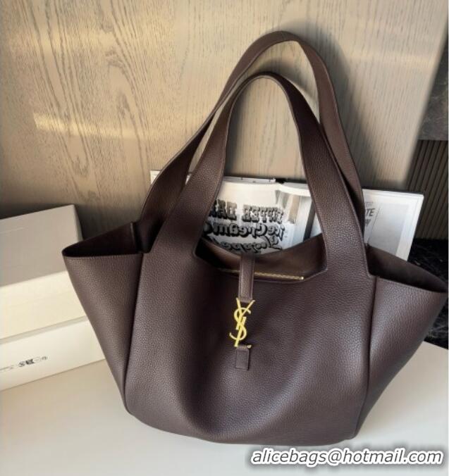 Discount Saint Laurent Bea Tote in Grained Deepskin 763435 Coffee 2025 Top Quality