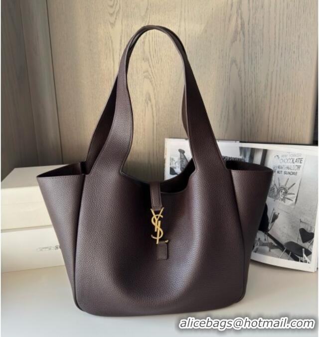 Discount Saint Laurent Bea Tote in Grained Deepskin 763435 Coffee 2025 Top Quality