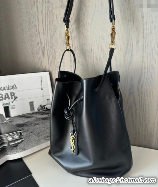 Luxury Cheap Saint Laurent Paris Vii Pochon Bucket Bag in Black Lambskin 804302 2025 Top Quality