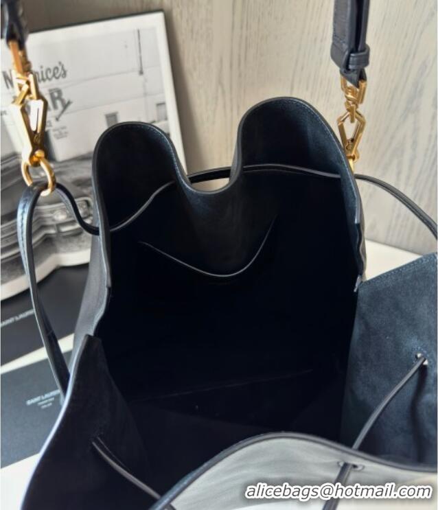Luxury Cheap Saint Laurent Paris Vii Pochon Bucket Bag in Black Lambskin 804302 2025 Top Quality