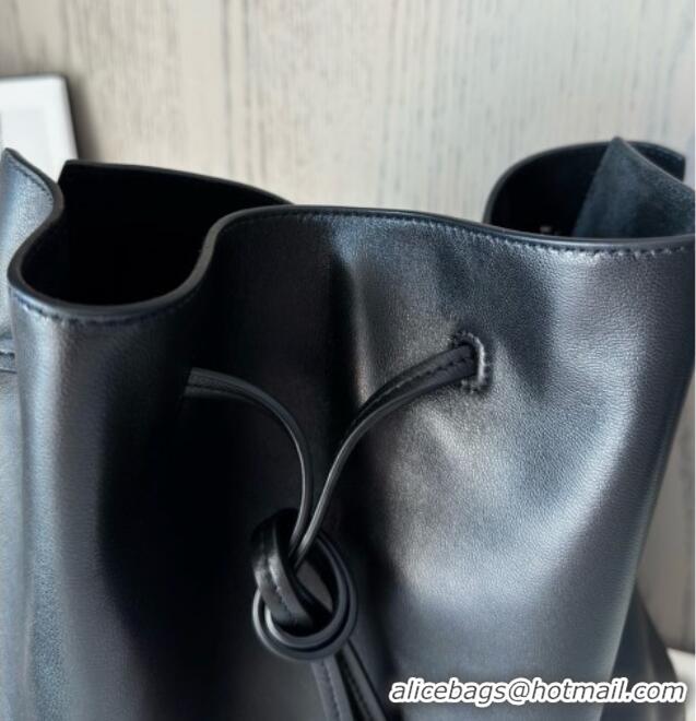 Luxury Cheap Saint Laurent Paris Vii Pochon Bucket Bag in Black Lambskin 804302 2025 Top Quality