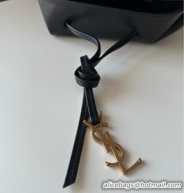 Luxury Cheap Saint Laurent Paris Vii Pochon Bucket Bag in Black Lambskin 804302 2025 Top Quality