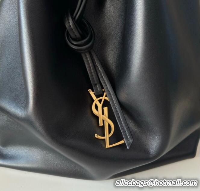 Luxury Cheap Saint Laurent Paris Vii Pochon Bucket Bag in Black Lambskin 804302 2025 Top Quality