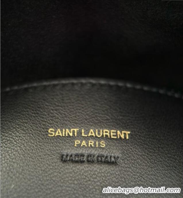 Luxury Cheap Saint Laurent Paris Vii Pochon Bucket Bag in Black Lambskin 804302 2025 Top Quality