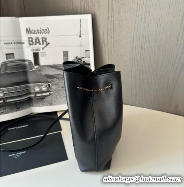 Discount Saint Laurent Pochon Bucket Bag in Lambskin 801070 Black/Gold 2025 Top Quality