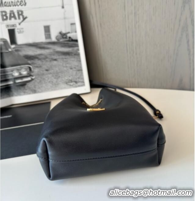 Discount Saint Laurent Pochon Bucket Bag in Lambskin 801070 Black/Gold 2025 Top Quality