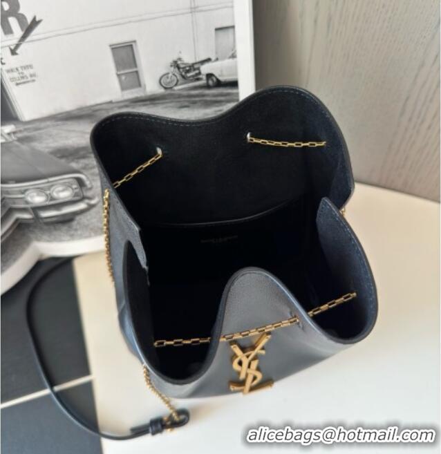 Discount Saint Laurent Pochon Bucket Bag in Lambskin 801070 Black/Gold 2025 Top Quality