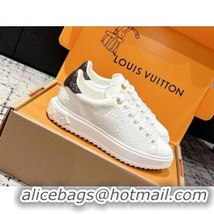 Sophisticated Louis Vuitton Time Out Sneakers in Debossed Leather White 1AAP6O 1022108