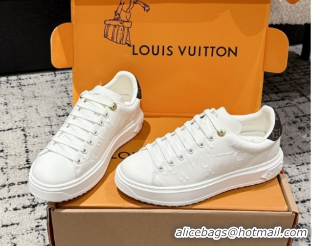Sophisticated Louis Vuitton Time Out Sneakers in Debossed Leather White 1AAP6O 1022108