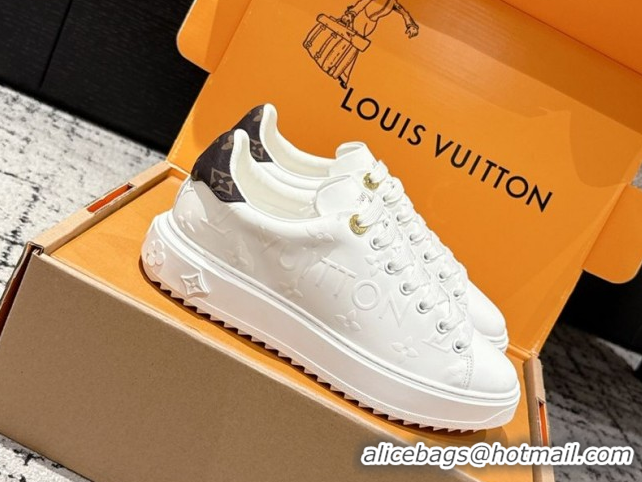 Sophisticated Louis Vuitton Time Out Sneakers in Debossed Leather White 1AAP6O 1022108