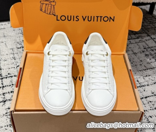Sophisticated Louis Vuitton Time Out Sneakers in Debossed Leather White 1AAP6O 1022108