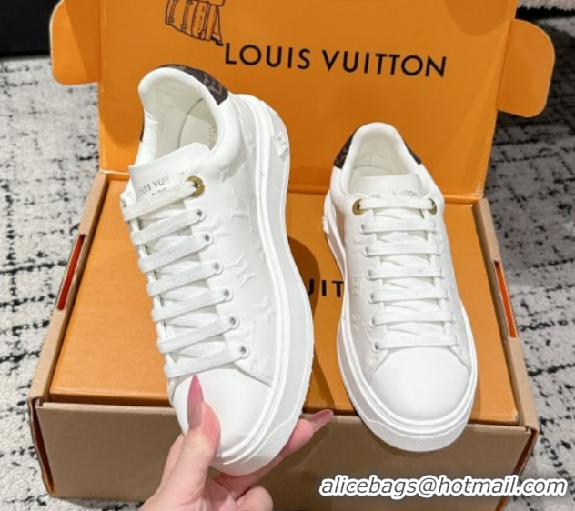 Sophisticated Louis Vuitton Time Out Sneakers in Debossed Leather White 1AAP6O 1022108