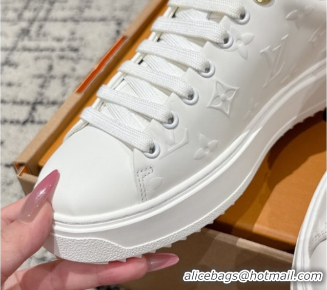 Sophisticated Louis Vuitton Time Out Sneakers in Debossed Leather White 1AAP6O 1022108