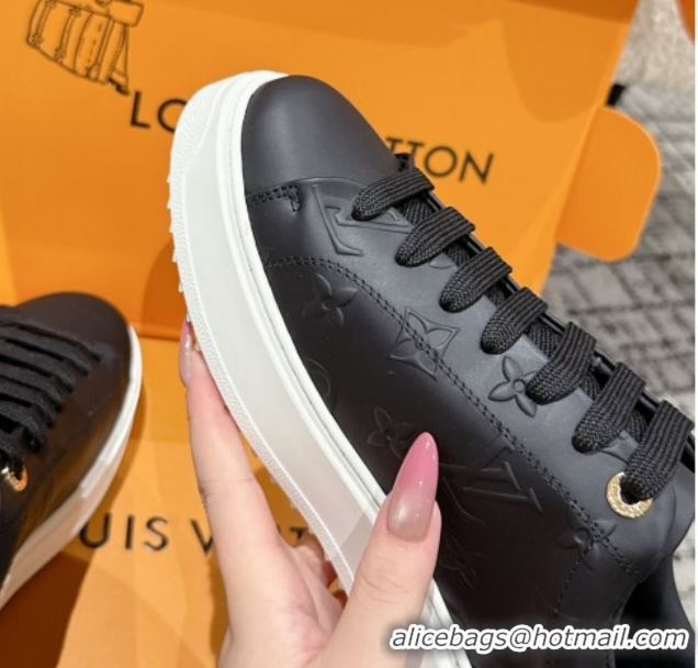 Luxurious Louis Vuitton Time Out Sneakers in Debossed Leather Black 1AAP6O 1022109