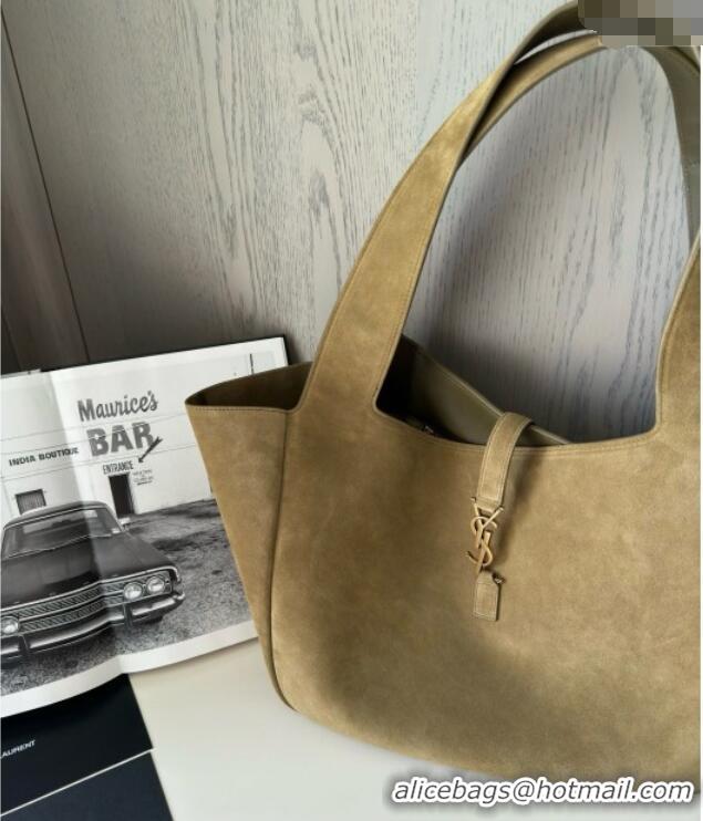Grade Design Saint Laurent Bea Tote in Suede 763435 Barley Green 2025 Top Quality